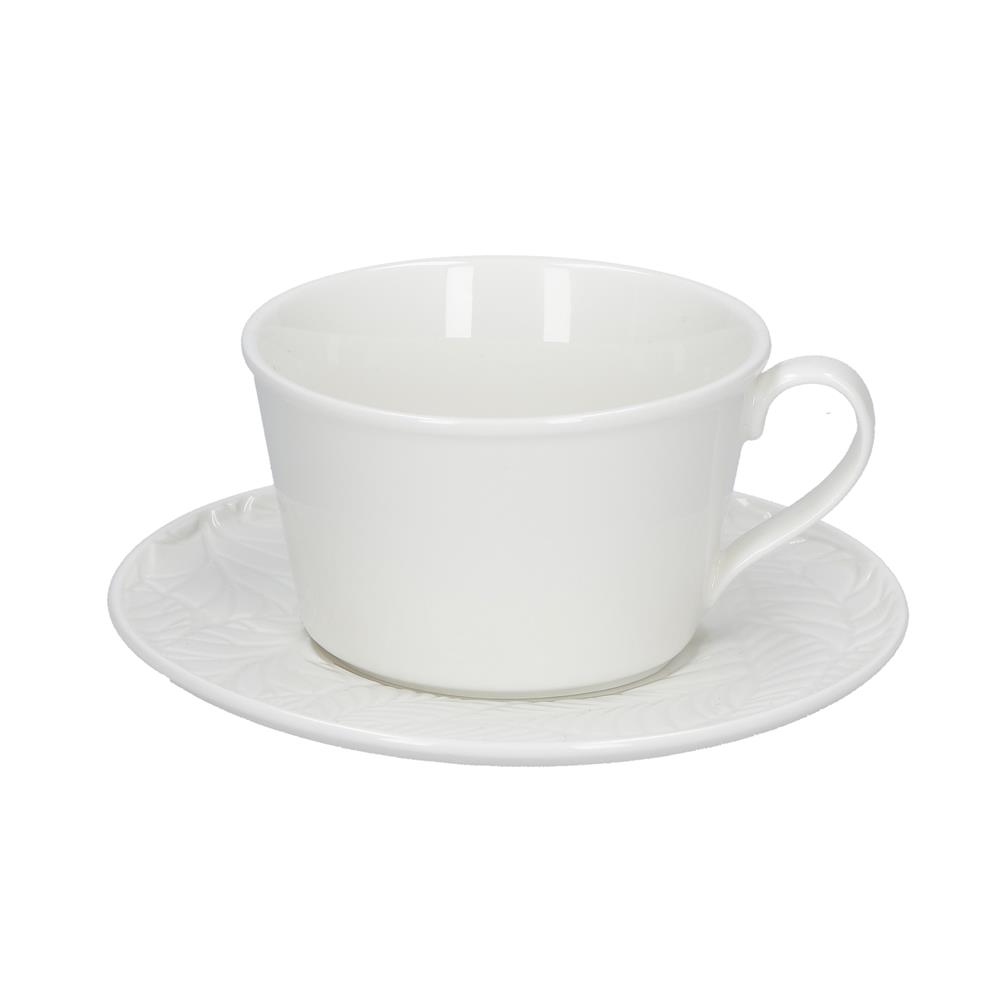 PORCELLANA BIANCA							 							TAZZA TE' CON PIATTINO BOSCO