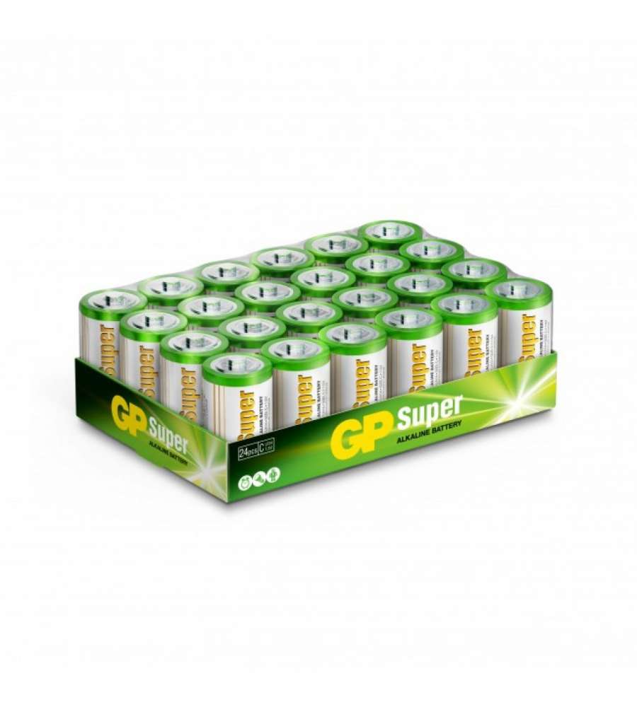 14A-S24 / LR14 / C - Batteria Super Alcalina Mezza Torcia C (Confezione 24 Pezzi)