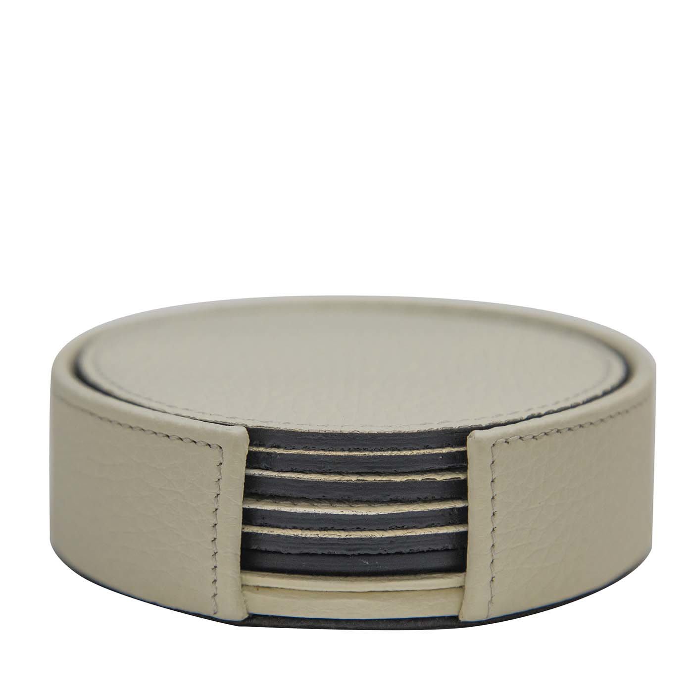 Set di 6 sottobicchieri in pelle avorio