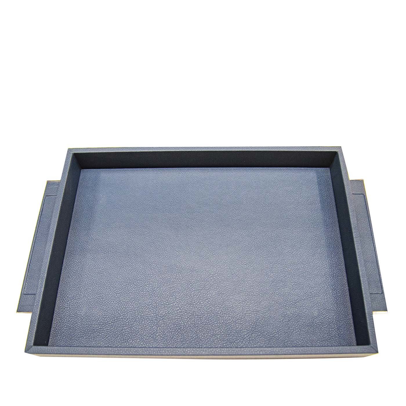 Vassoio Ben in pelle blu