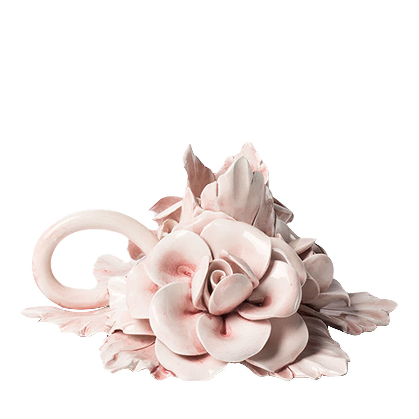 Set di 2 portacandele in ceramica a forma di fiore rosa