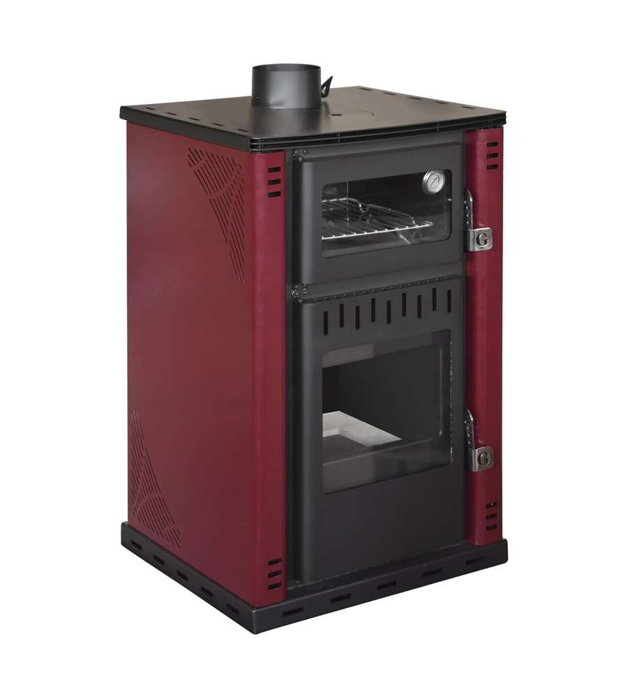 Stufa A Legna Con Forno 27,6Kw Termostufa boiler 38lt Elsa Rossa
