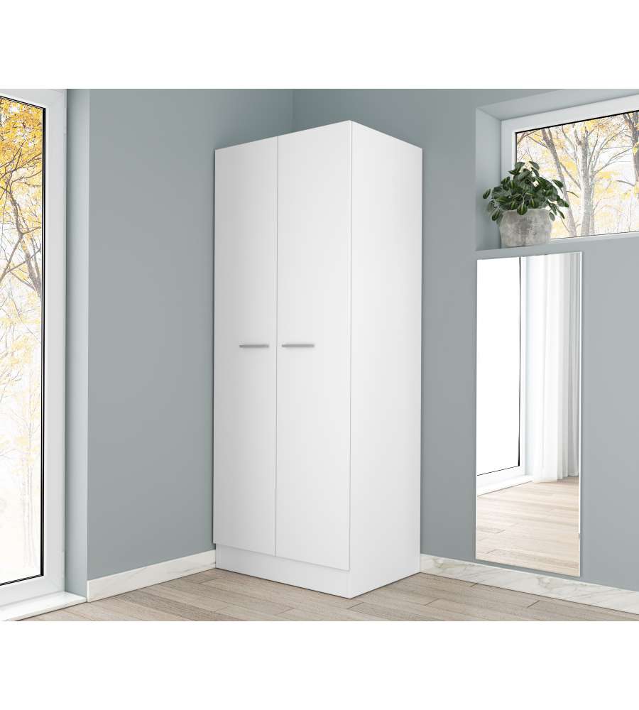 Armadio Doppia Anta Bianco - Design Elegante e Funzionale - 71x51,5x181H cm