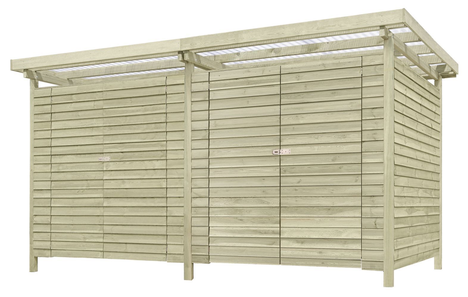 Casetta da giardino 12, in legno di pino - Dimensioni esterne: 408 x 254 x 225 cm (L x P x A)