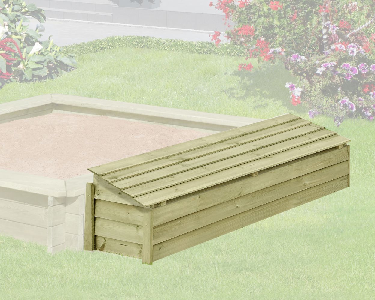 Contenitore in legno con coperchio 01 - pino, FSC® - 147 x 43 x 39 cm (l x p x h)
