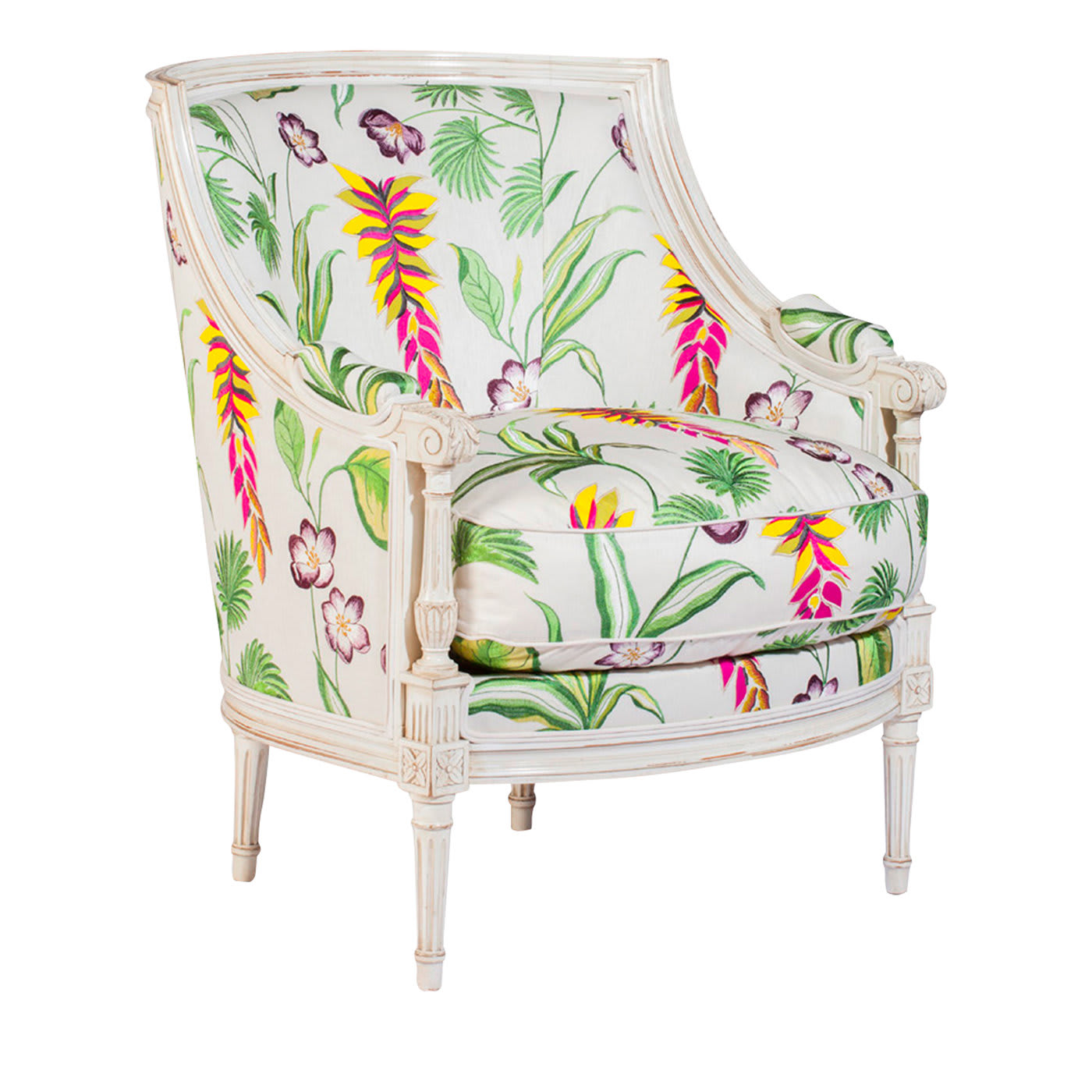 Bergére floreale e bianco Luigi XVI