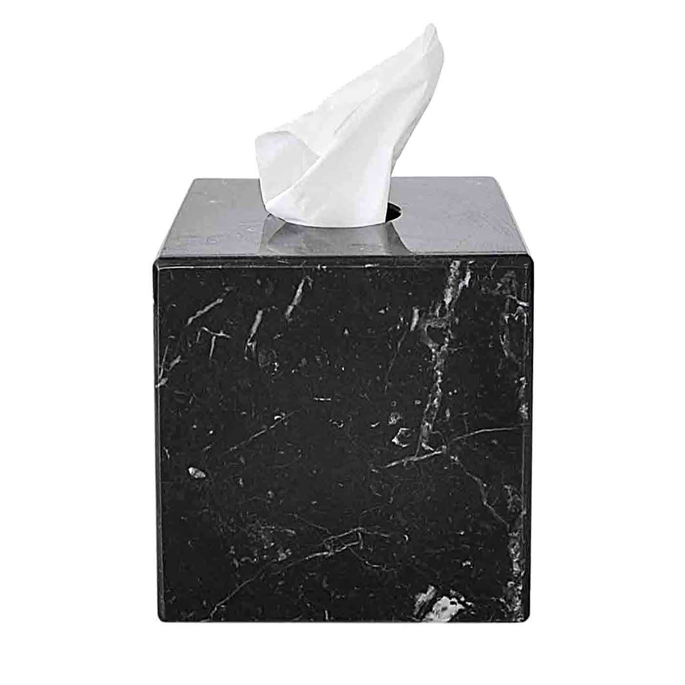 Scatola per fazzoletti quadrata in marmo nero Marquina
