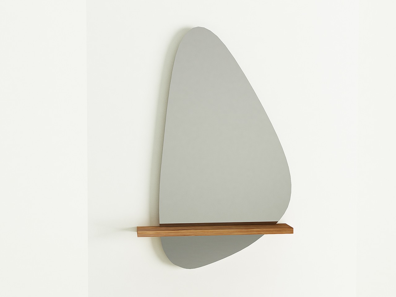 Specchio Bagno KOMODO Design a Goccia Filolucido con Mensola in Legno Massello Naturale Teak-76507