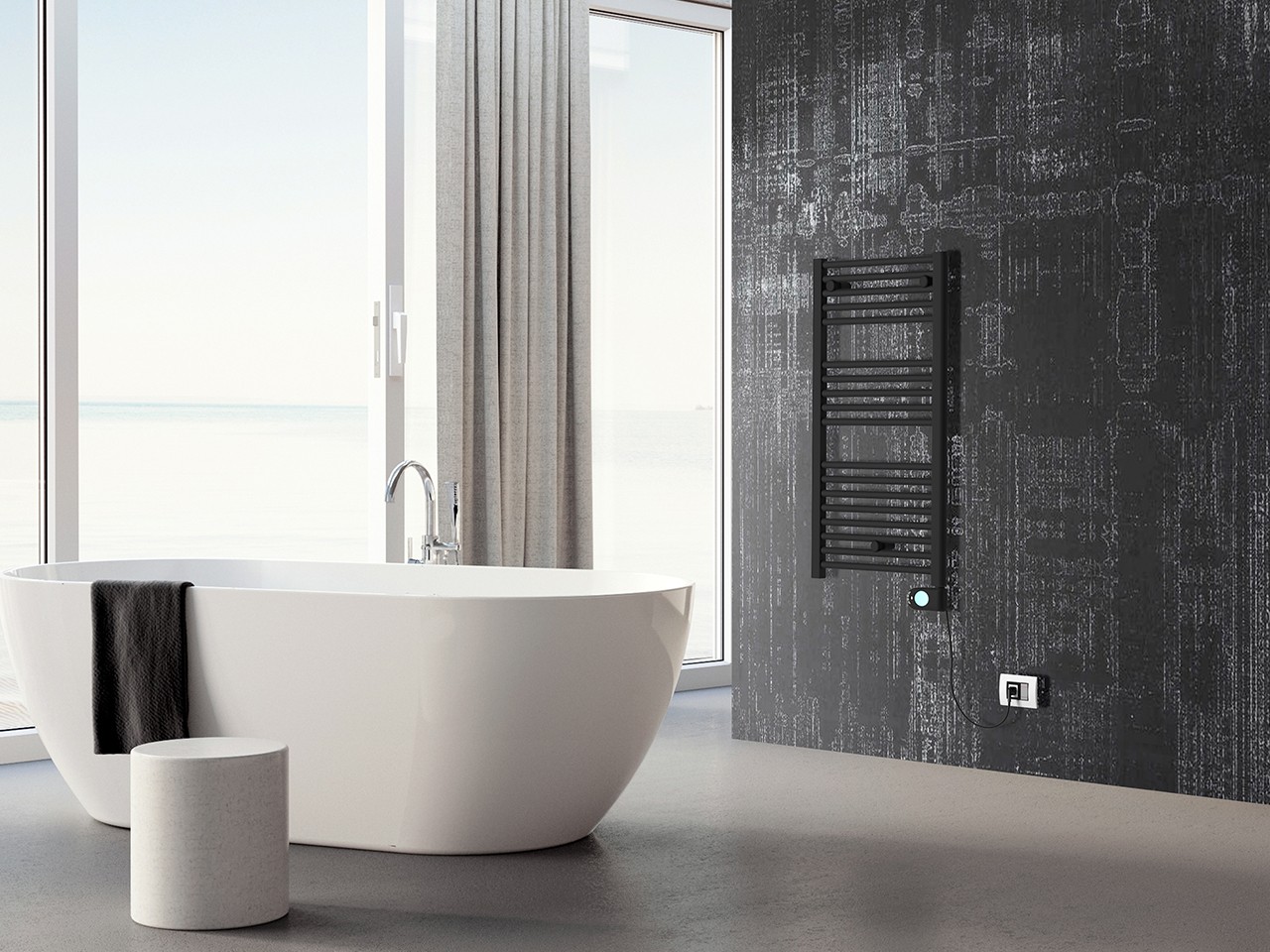 Termoarredo Scaldasalviette Evo Edelweiss 48xH92 cm Nero Opaco-77753