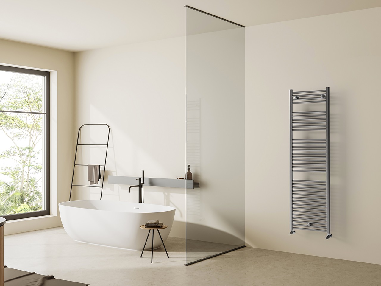 Termoarredo Scaldasalviette Gardenia 50xH170 cm Nickel Spazzolato-77755