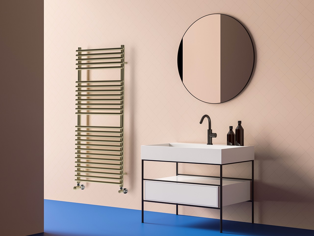 Termoarredo Scaldasalviette Camelia 50xH119 cm Soft-Gold Spazzolato-77758