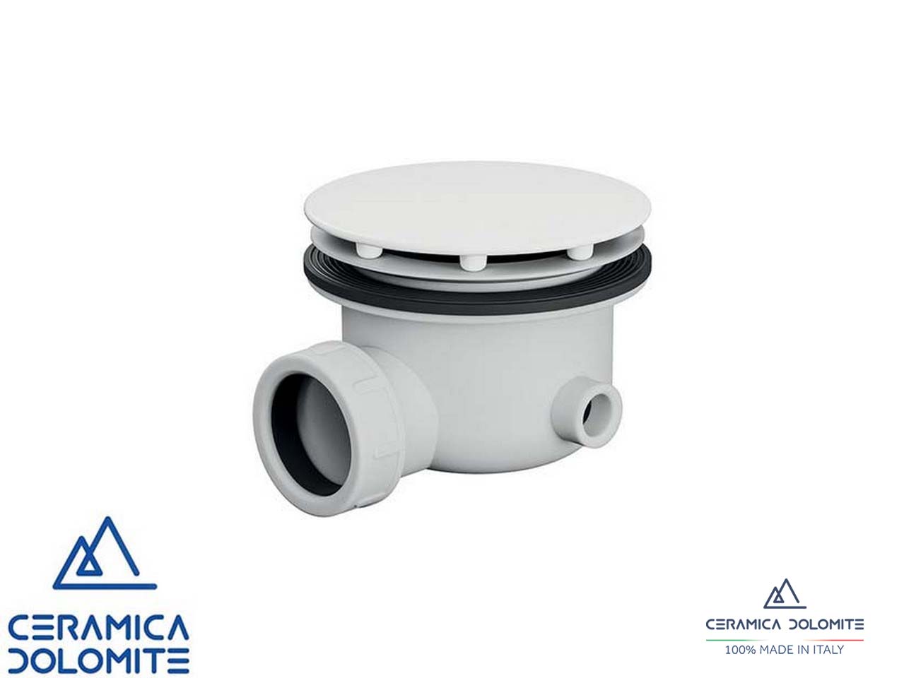 Piletta Doccia Oltre Ø90 mm con Cover in Ceramica Bianco Lucido-78778