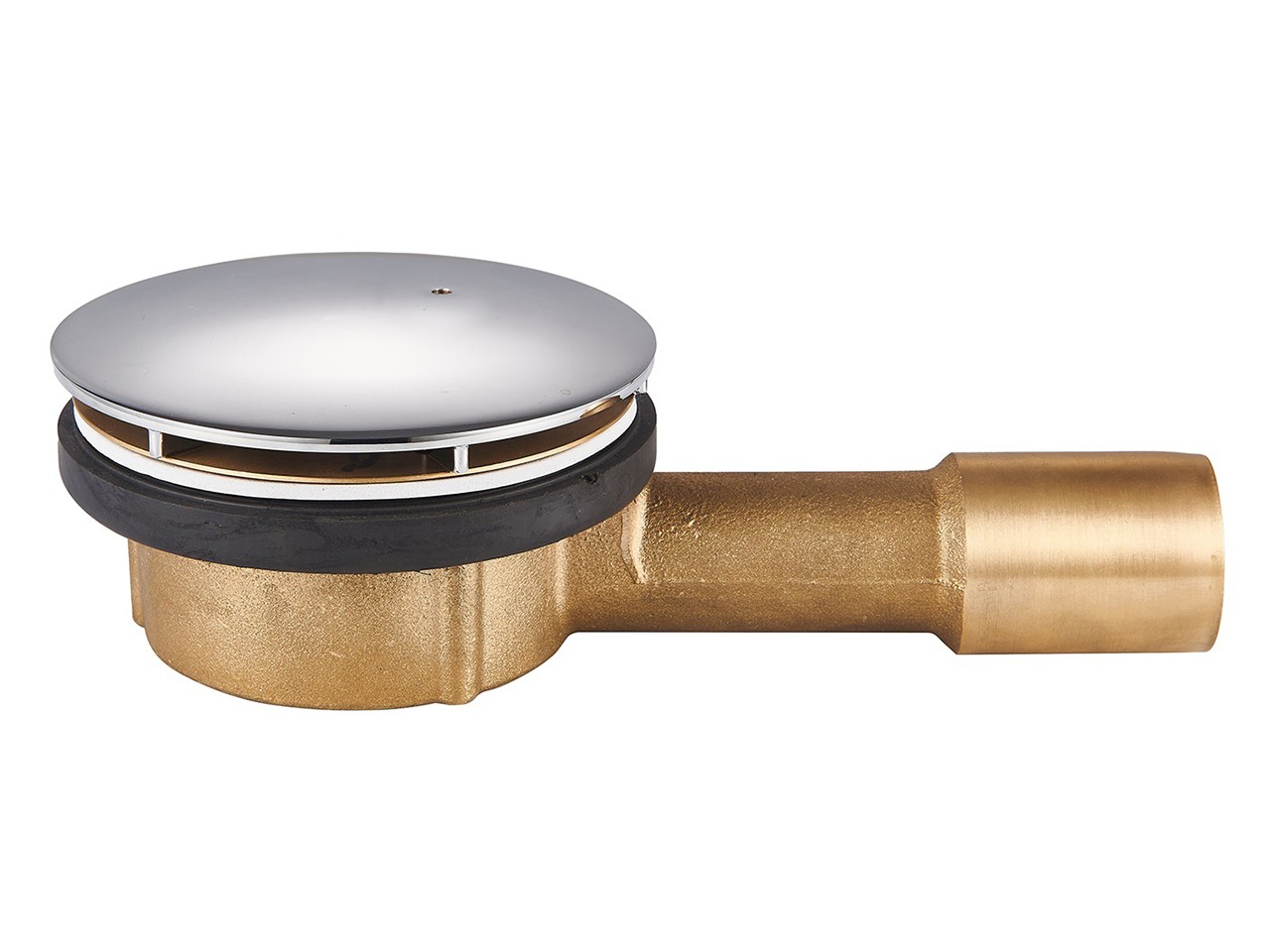 Piletta Doccia Low Round Ø90 mm Ribassata in Ottone con Calotta Cromo-79399