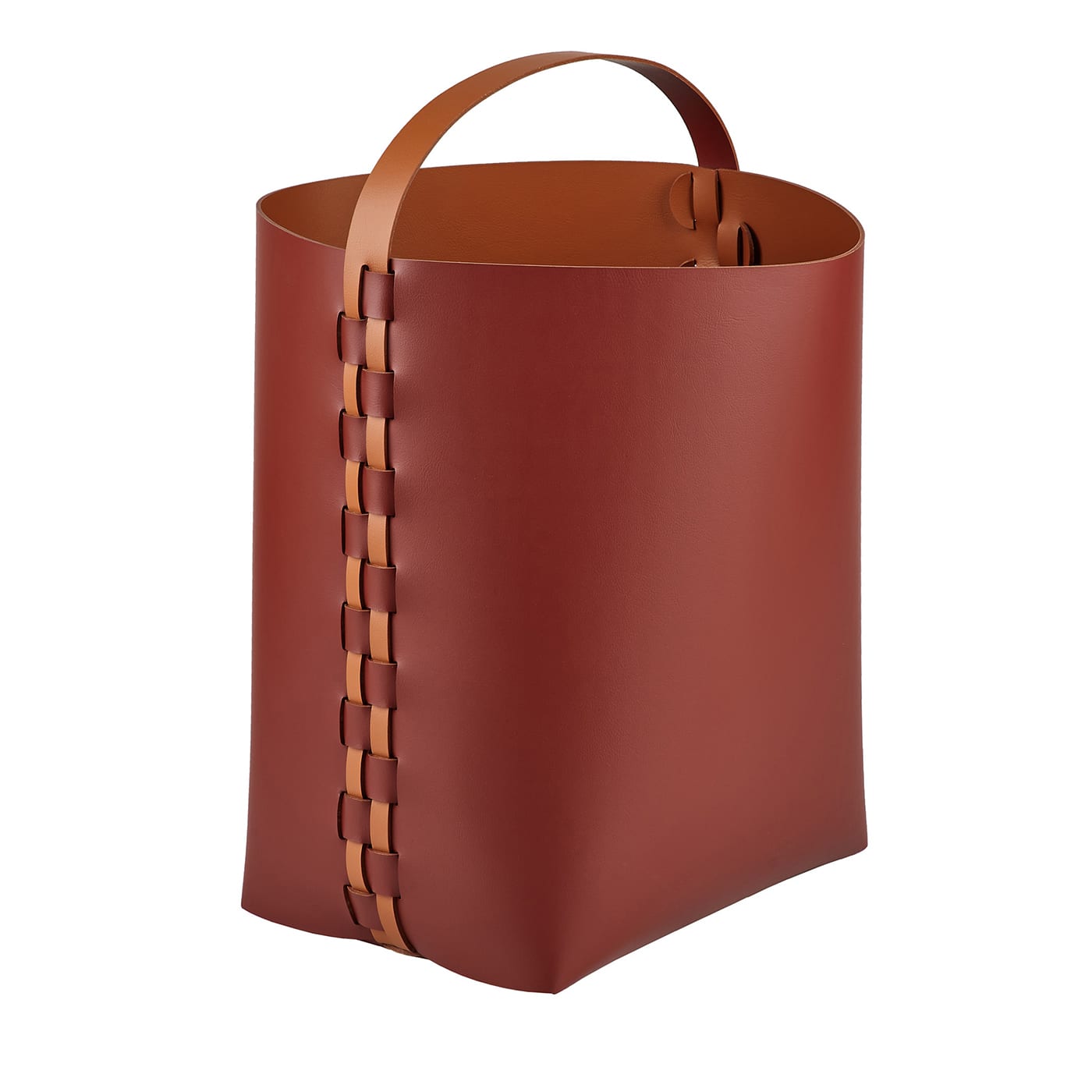 Cestino Helena in pelle Bordeaux e Cognac