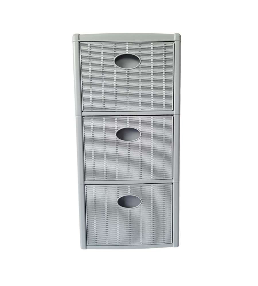 Stefanplast Cassettiera Elegance 3 Cassetti Grigio 30x40 H60 cm - Polipropilene Super Resistente - Portaoggetti con Ruote