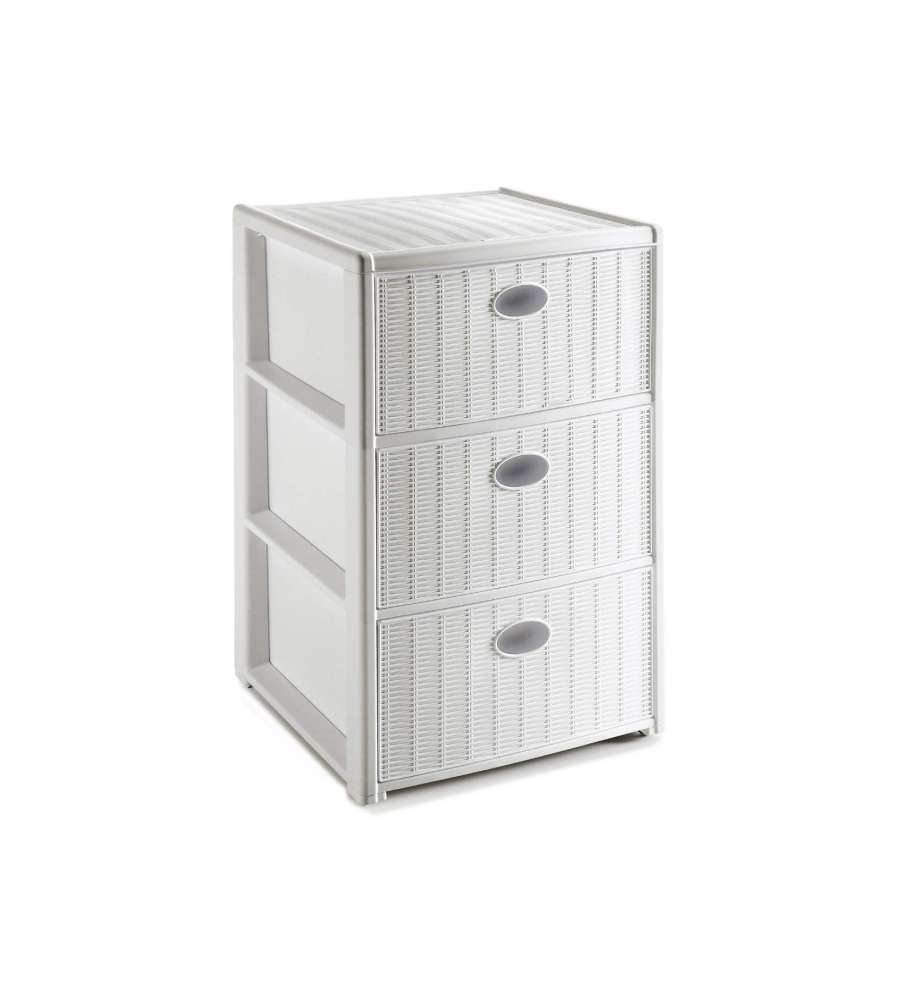 Stefanplast Cassettiera Elegance Bianca 3 Cassetti 40x40 H60 cm - Polipropilene - Super Resistente - Fornita Montata