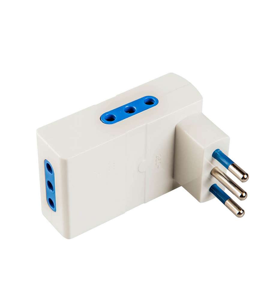 Adattatore Salvaspazio con spina 10A 2P+T e 3 prese 10A 2P+T bianco