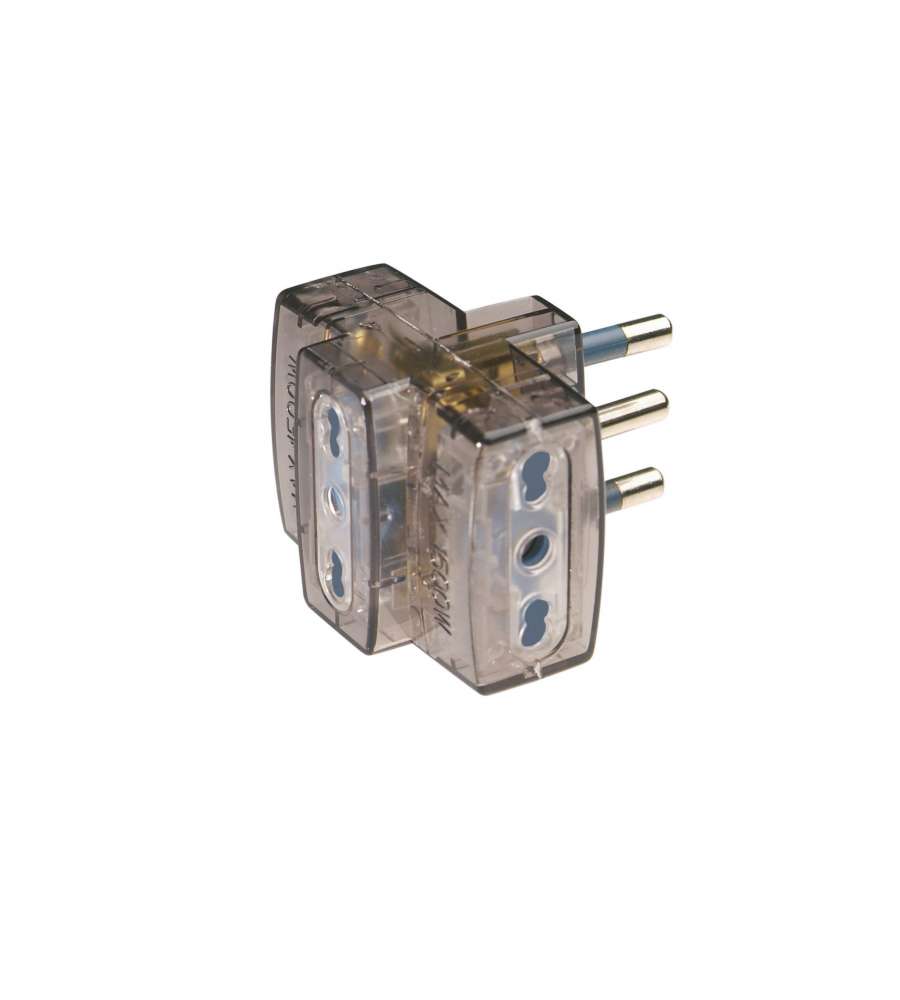 Adattatore con spina 16A 2P + T e 3 Prese bivalenti