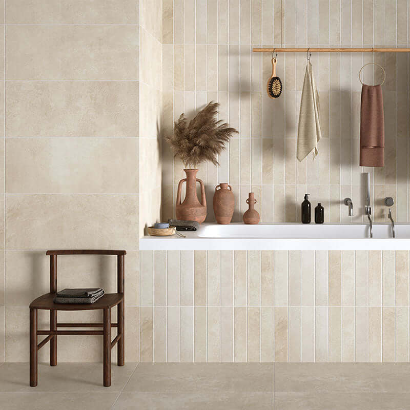 Rivestimento in Ceramica Effetto Resina 25x60 Beige Roma Wall - Herberia