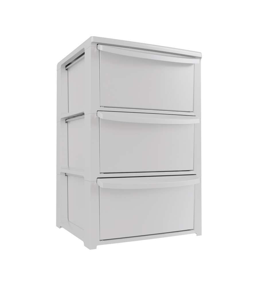 Artplast Cassettiera Bianca in Polipropilene 39x38,5x60cm - 3 Cassetti