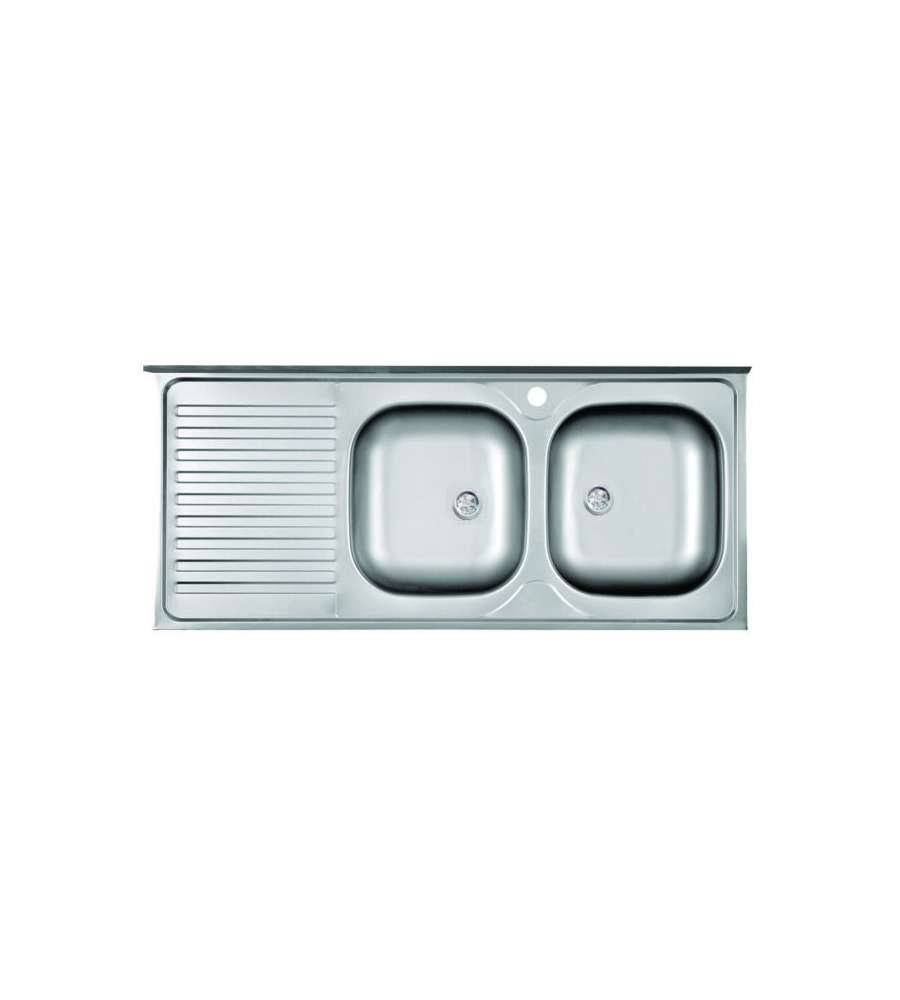 Lavello Cucina in Acciaio Satinato con Doppia Vasca e Gocciolatoio - 120x50 cm