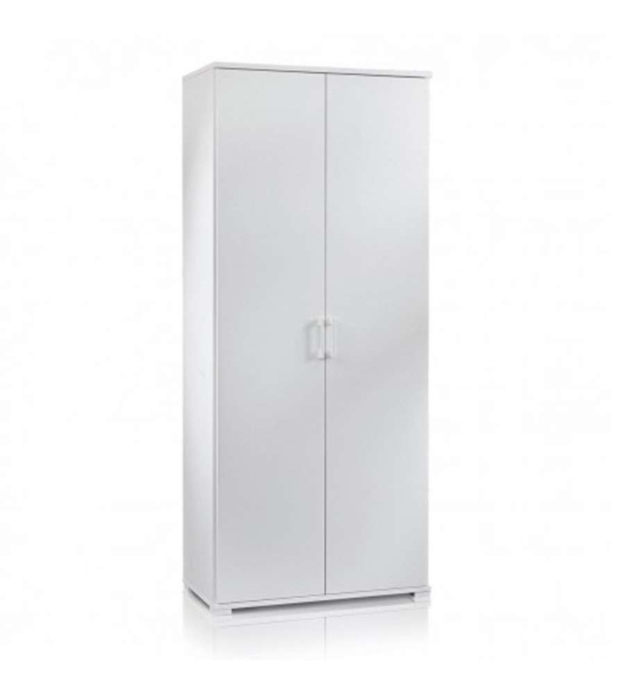 Terraneo Mobile Armadio Doppia Anta 4 Ripiani Regolabili Bianco - Design Moderno - 90x45x195 cm