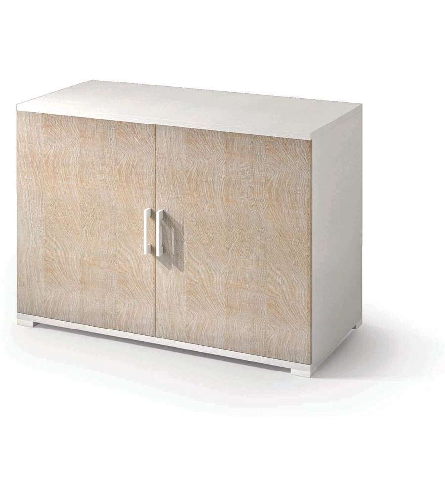 Terraneo Mobiletto Doppia Anta Bianco Rovere 90x45x66 cm - Mobili