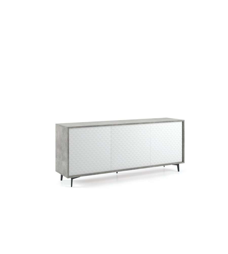 Terraneo Madia Cemento e Ante Bianco Dama 184x45x77 - Mobile Living Elegante