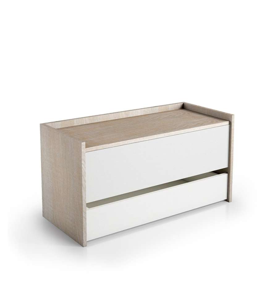 Terraneo Baule Contenitore Chiusura Rallentata Rovere e Bianco - Panca d'Ingresso Pratica e Accogliente - 90x40x46 cm