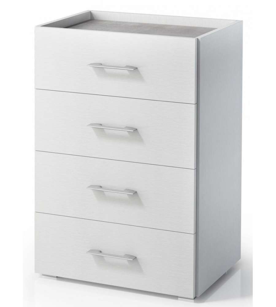 Terraneo Cassettiera 4 Cassetti Bianco con Piano Cemento 60x41x87