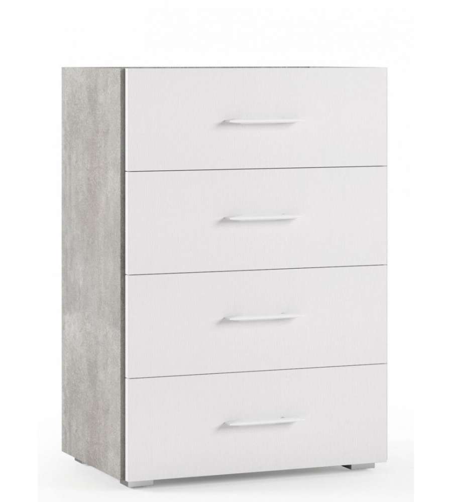 Terraneo Cassettiera 4 Cassetti Color Cemento con Vassoio 60x41x87