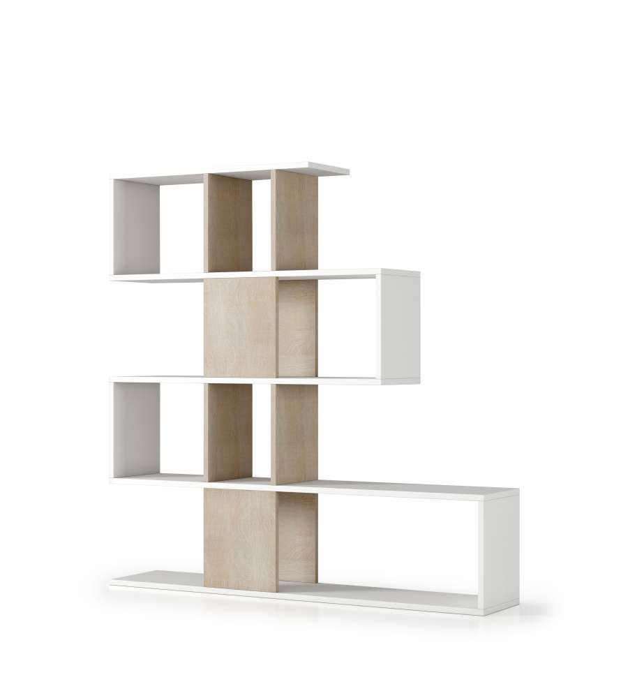 Libreria moderna 5 ripiani Bianco Rovere