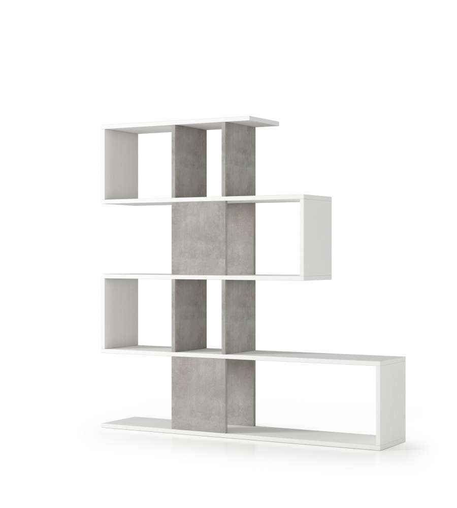 Terraneo - Libreria 5 ripiani Bianco cemento 145x29x145 cm
