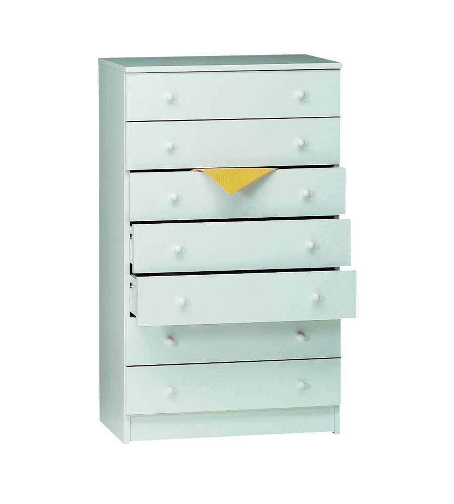 Sarmog Cassettiera 7 Cassetti Bianco Liscio - Mobile Multiuso 105x62x34 cm