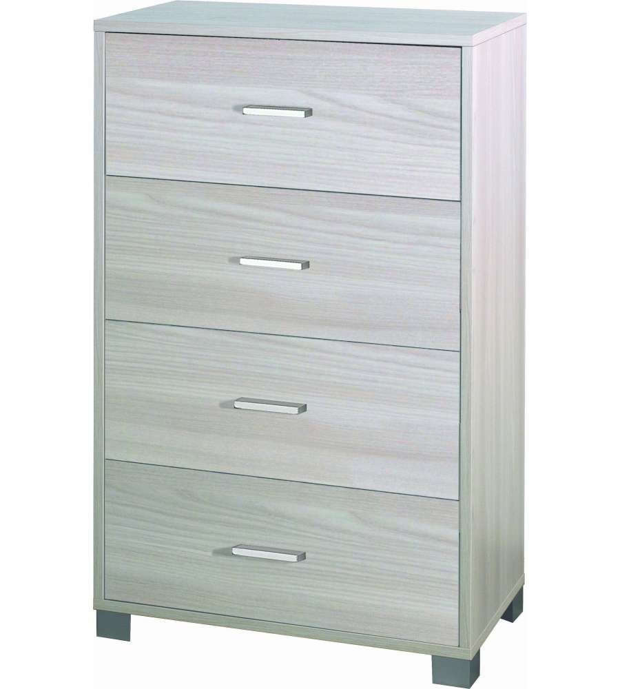 Sarmog Mobile 4 Cassetti Olmo Chiaro - Cassettiere in Truciolare E1 - Struttura Sp. 18 mm - Guide in Metallo