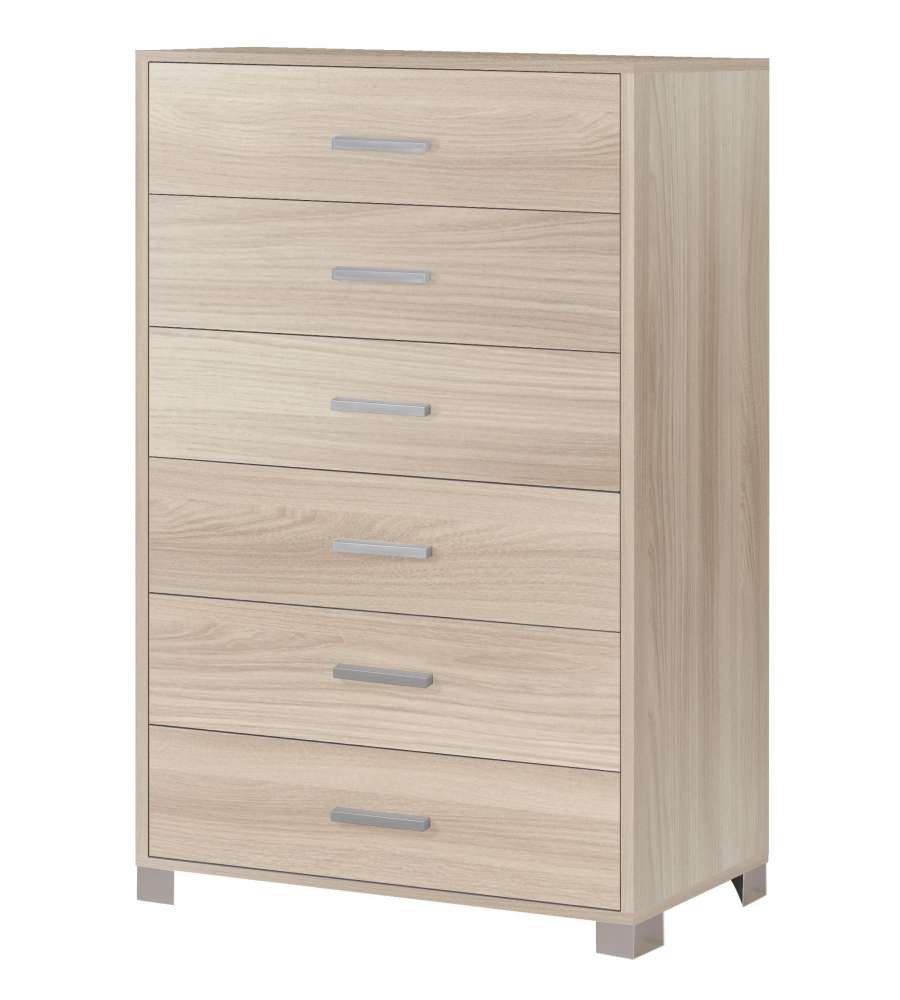 Sarmog Cassettiera 6 Cassetti Olmo Chiaro - 124h x 70l x 41 CM