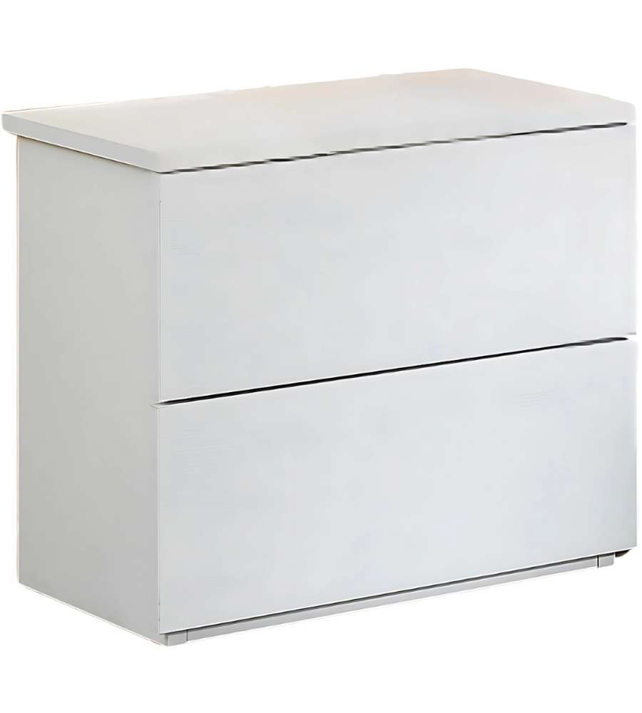 MCS Mobili Comodino Easy Bianco - Elegante per Camera da Letto - 47x37x46 cm