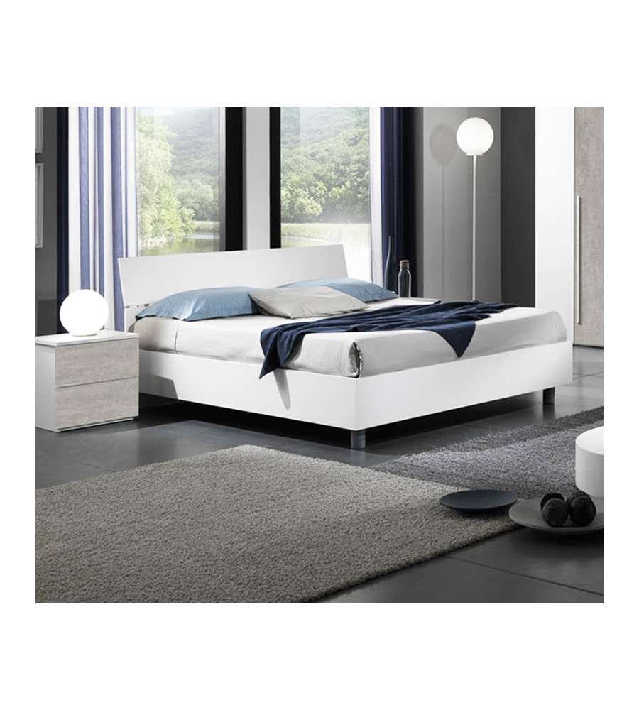 MCS Mobili Letto Matrimoniale Easy Bianco 203x170x85 cm