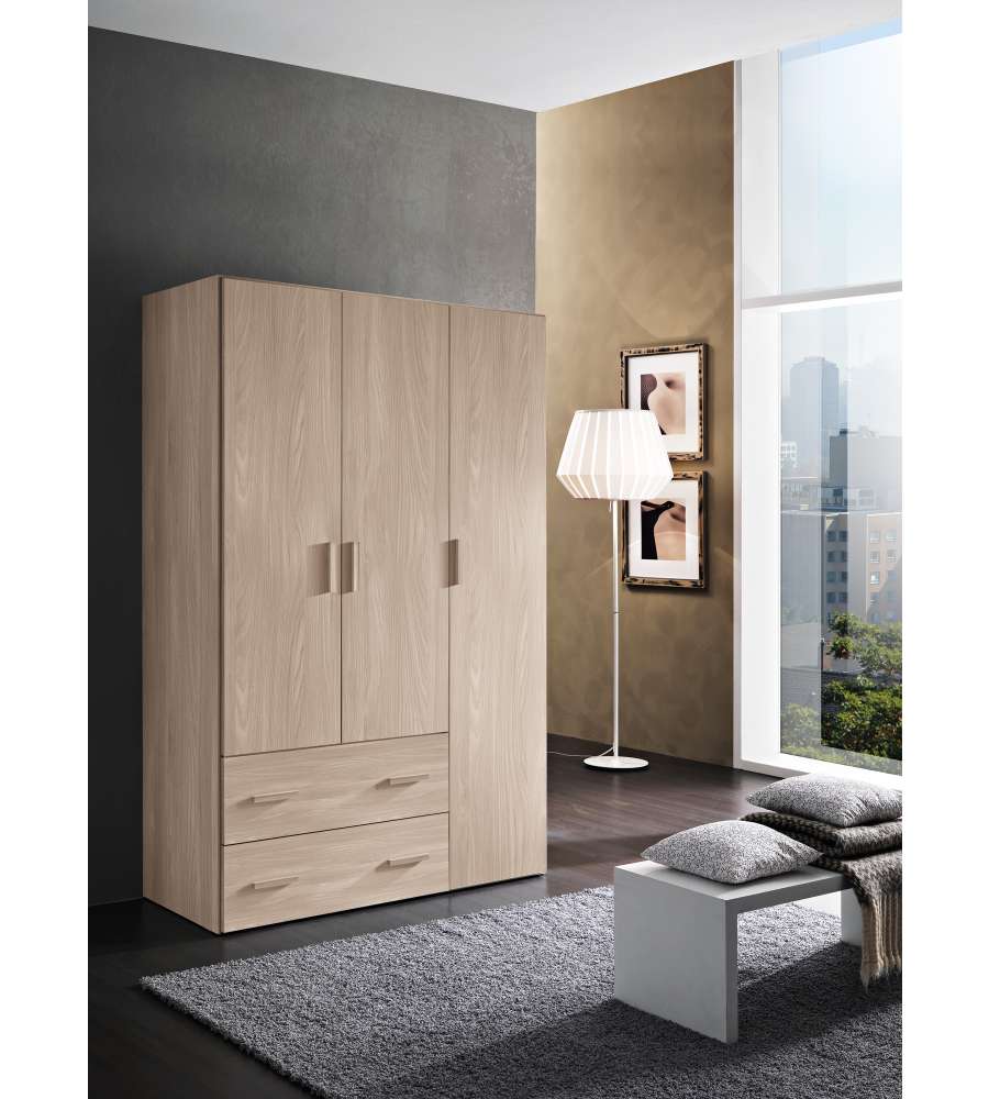 Armadio 3 ante doppio cassetto olmo