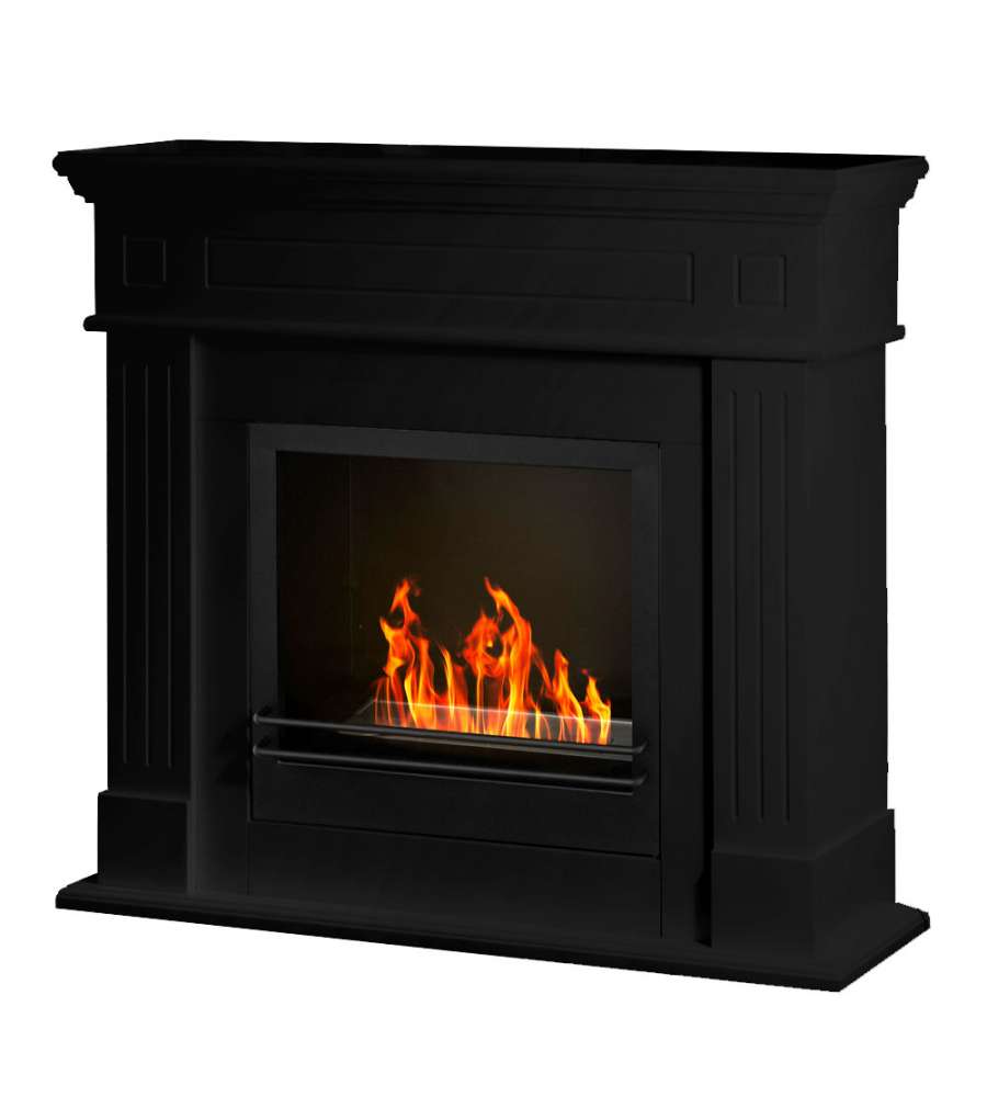 Camino a bioetanolo biocamino da terra Cambridge in legno Nero 110x36x100h