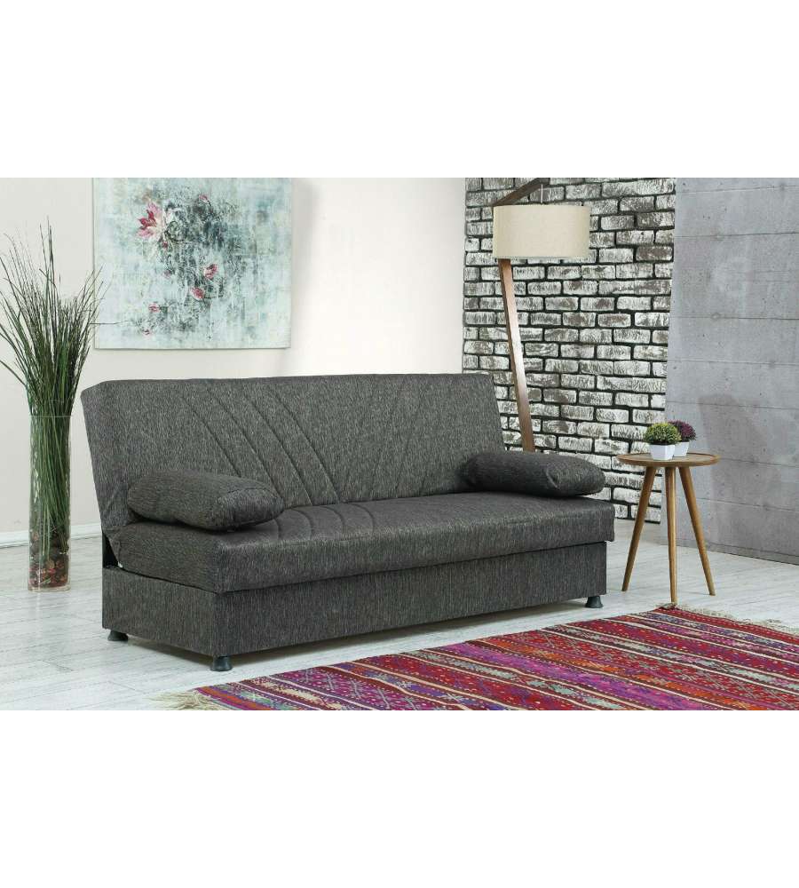 Domo Mea Divano Letto 3 Posti Grigio Fiji - Tessuto - 180x105 cm