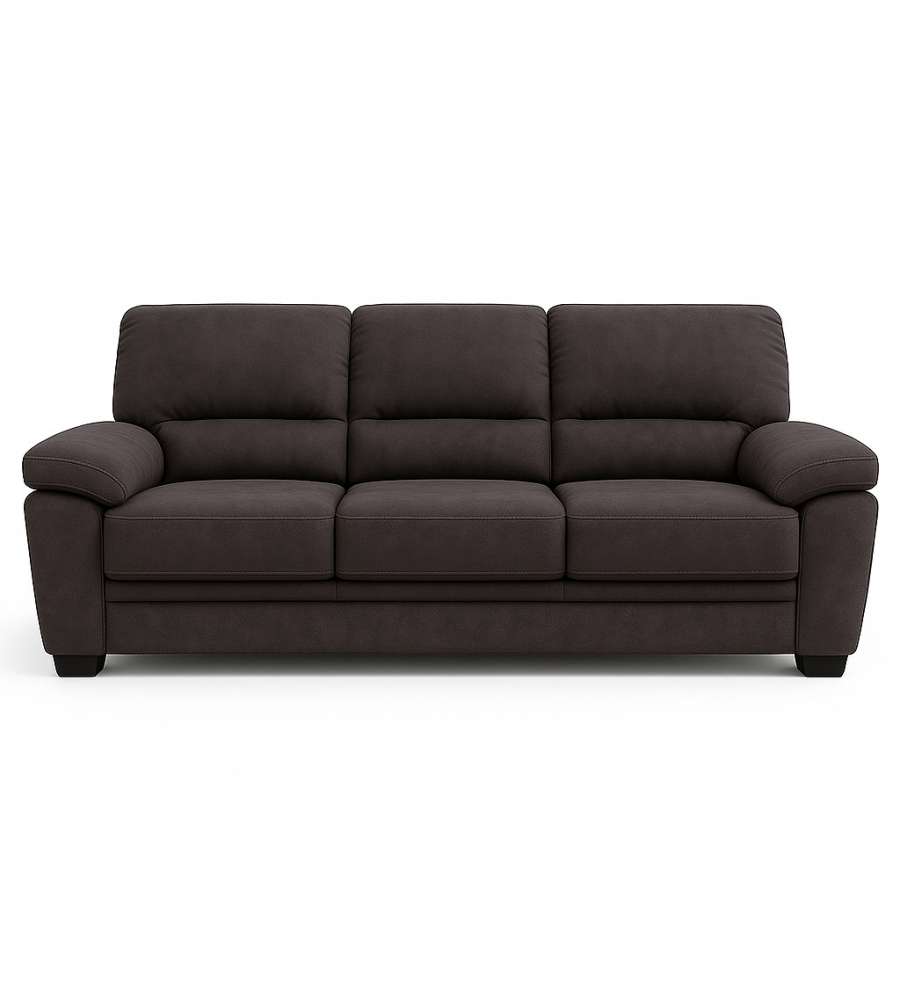 Divano 3 Posti Jupiter Brown in Nabuk 206x90x86 cm Elegante e Confortevole