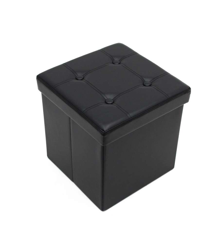 Domo Mea Pouf Pieghevole Nero 38x38x38cm - Seduta, Poggiapiedi e Contenitore