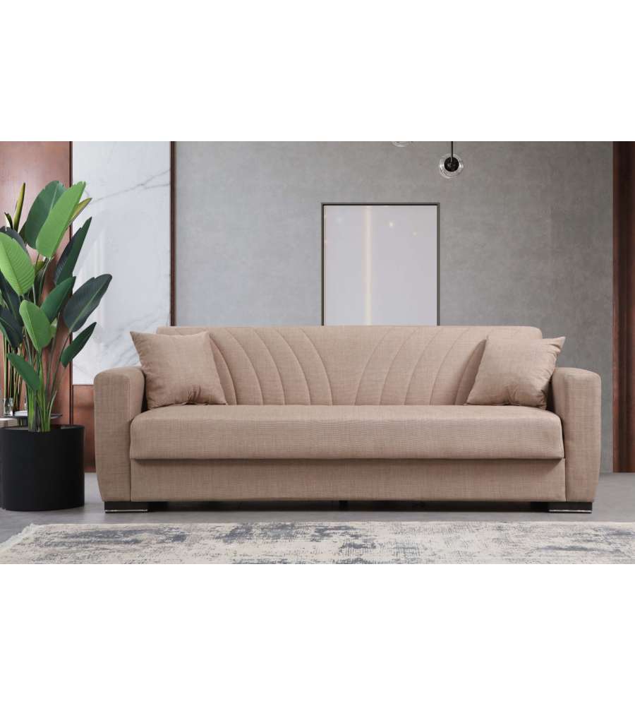 Domo Mea Divano Letto New York 3 Posti Beige Chiaro 210x75x80 cm