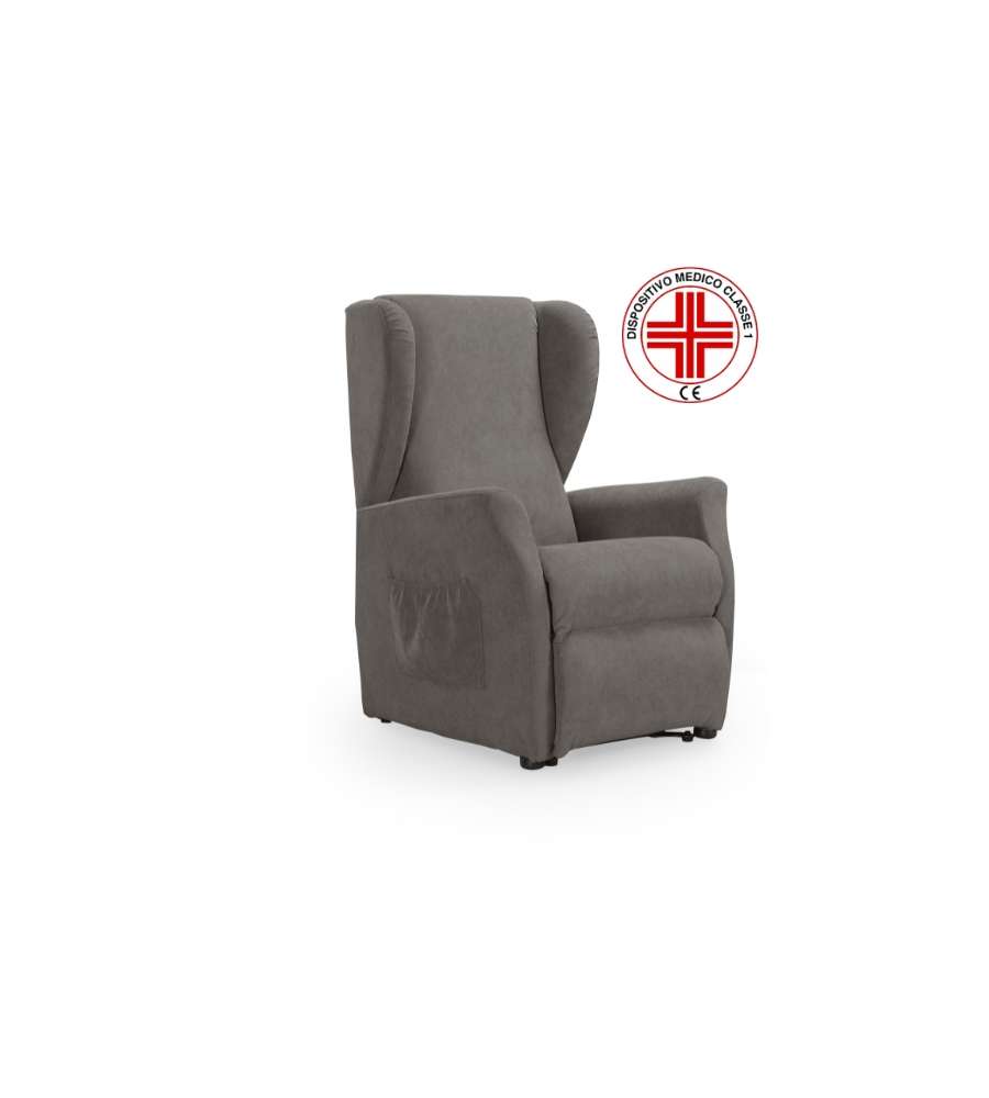 Domo Mea Poltrona Reclinabile Viki in Tessuto Grigio Idrorepellente - 73x85x105 cm