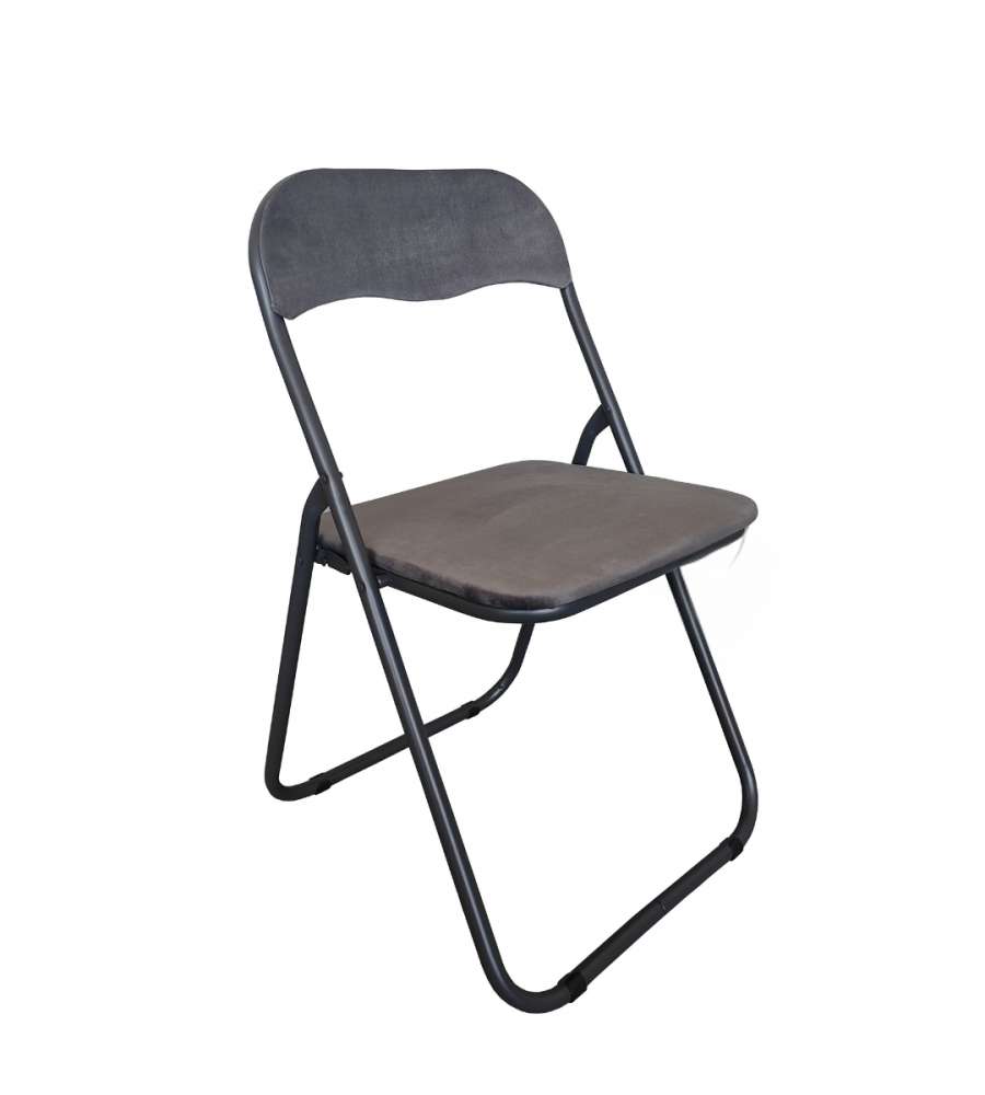 Domo Mea Sedia Pieghevole Velvet Grigio - Confortevole e Salvaspazio