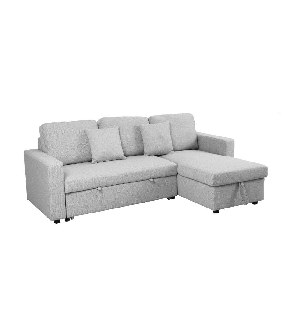 Domo Mea Divano letto angolare Aura per soggiorno in Tessuto Grigio