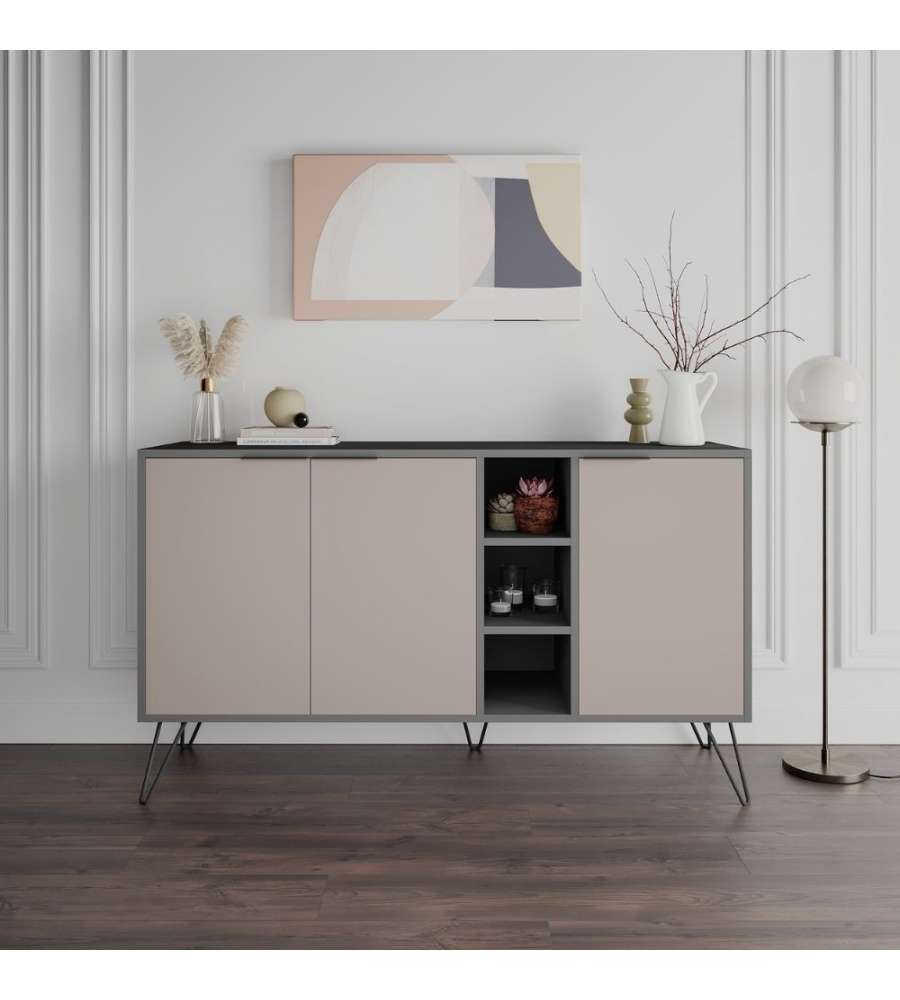 Madia Clara antracite 3 ante tortora 142x35,5x83h