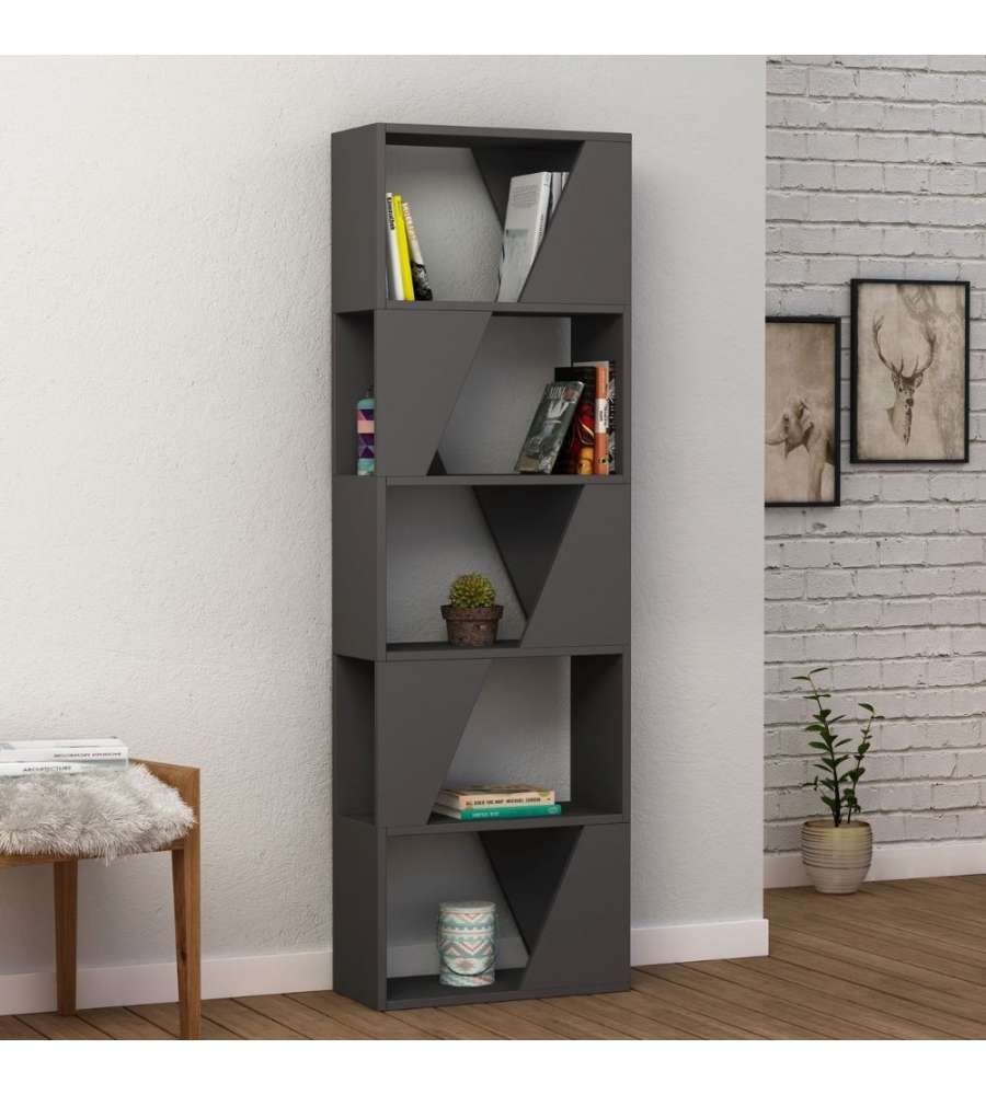 Libreria Frame antracite 5 ripiani 54x168
