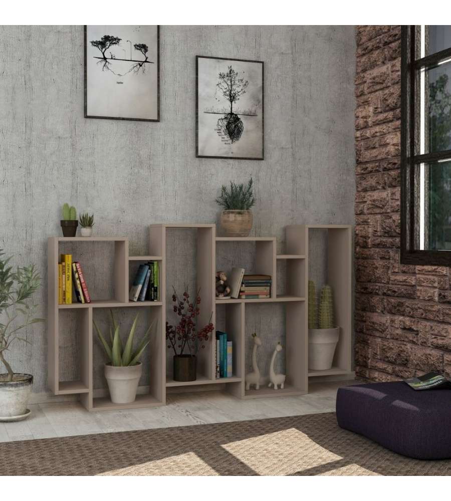 Libreria orizzontale bifacciale tortora Karmato